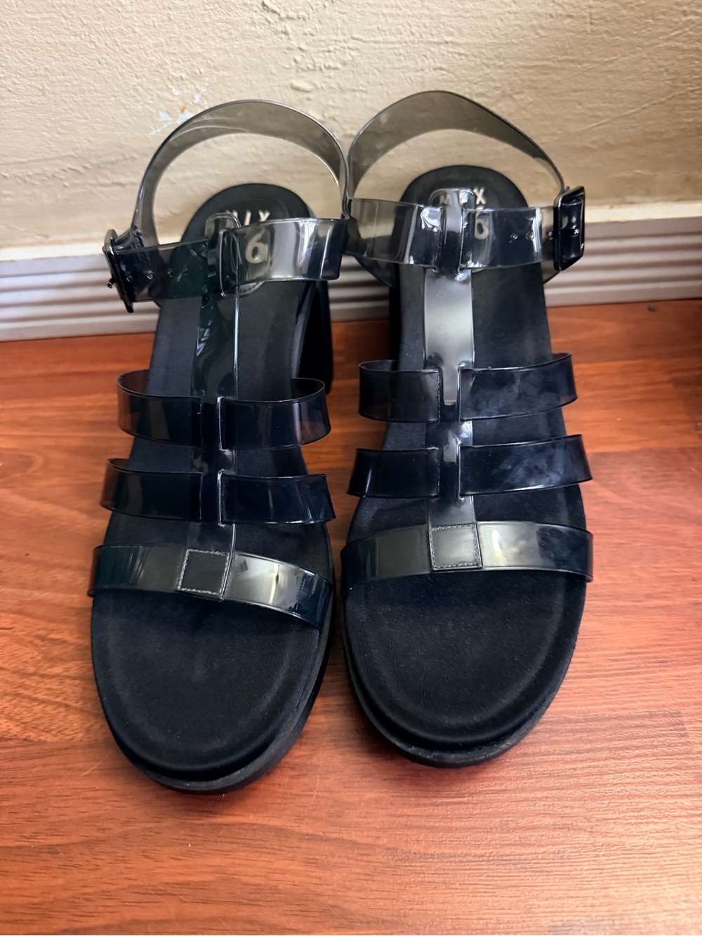 Mix No. 6 Black Strappy Sandal with Clear Ankle Strap